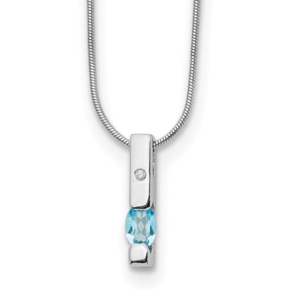 White Ice Sterling Silver Rhodium-plated 18 inch  Diamond and Blue Topaz Necklace with 2 inch Extender
