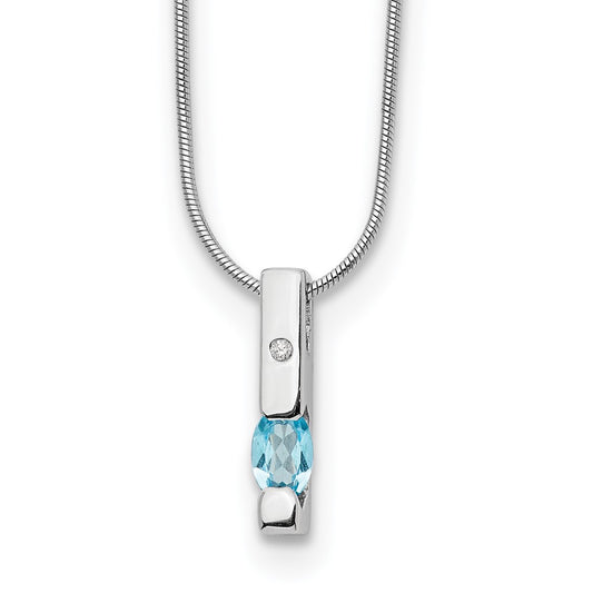 White Ice Sterling Silver Rhodium-plated 18 inch  Diamond and Blue Topaz Necklace with 2 inch Extender
