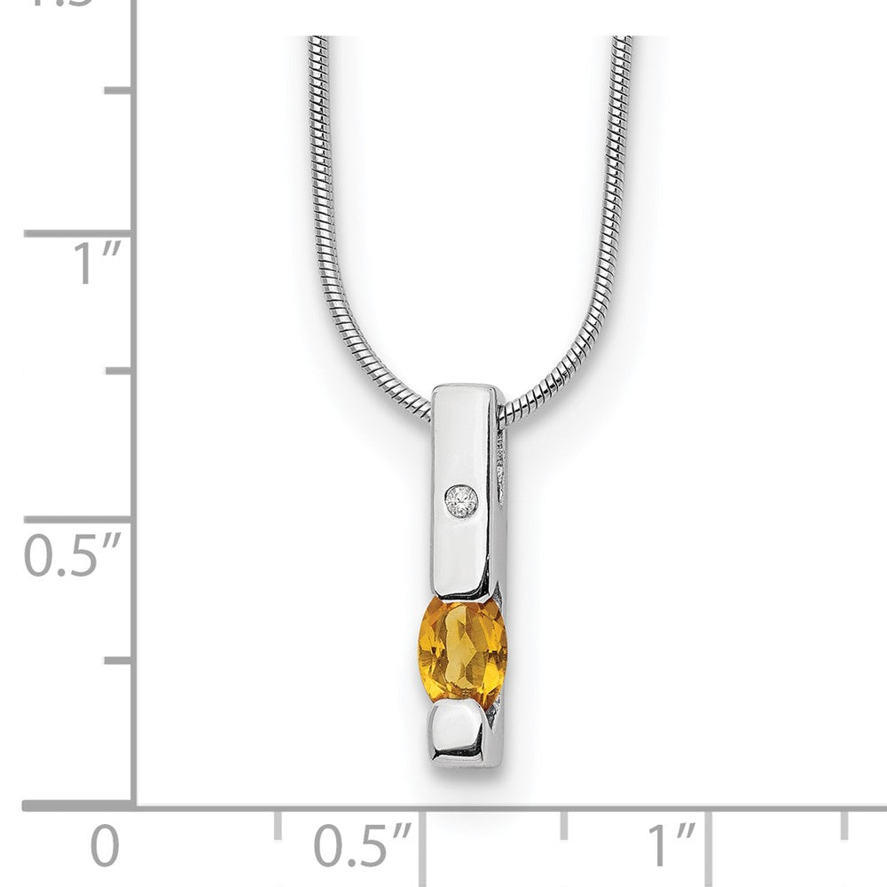White Ice Sterling Silver Rhodium-plated 18 inch Diamond and Citrine Necklace with 2 inch Extender