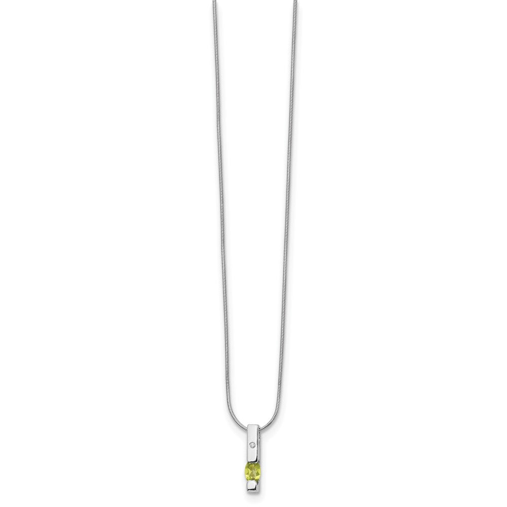 White Ice Sterling Silver Rhodium-plated 18 inch Diamond and Peridot Necklace with 2 inch Extender