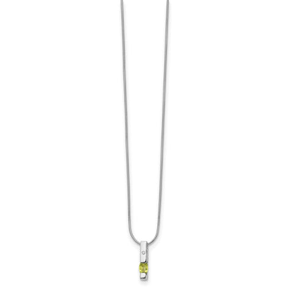 White Ice Sterling Silver Rhodium-plated 18 inch Diamond and Peridot Necklace with 2 inch Extender
