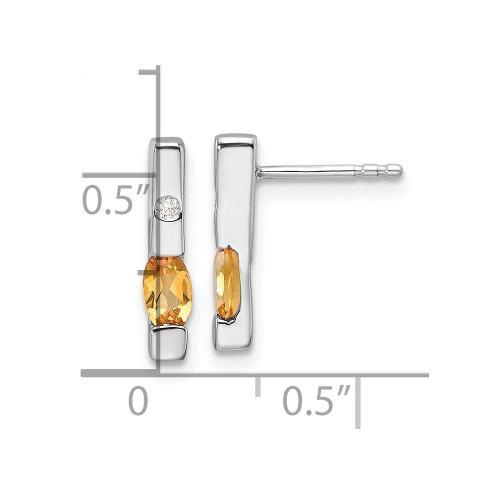White Ice Sterling Silver  Rhodium-plated Diamond and Citrine Post Earrings