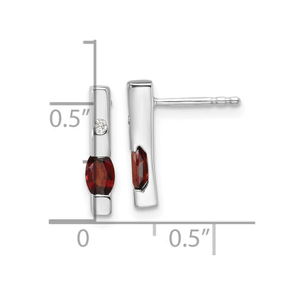 White Ice Sterling Silver Rhodium-plated Diamond and Garnet Post Earrings