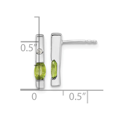 White Ice Sterling Silver Rhodium-plated Diamond and Peridot Post Earrings