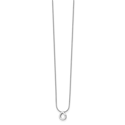 White Ice Sterling Silver Rhodium-plated 18 Inch Diamond Teardrop Necklace with 2 Inch Extender