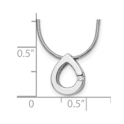 White Ice Sterling Silver Rhodium-plated 18 Inch Diamond Teardrop Necklace with 2 Inch Extender