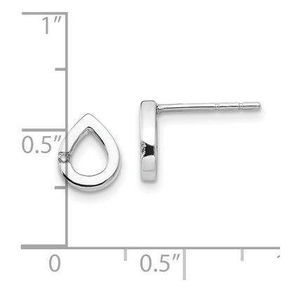 White Ice Sterling Silver Rhodium-plated Diamond Teardrop Post Earrings