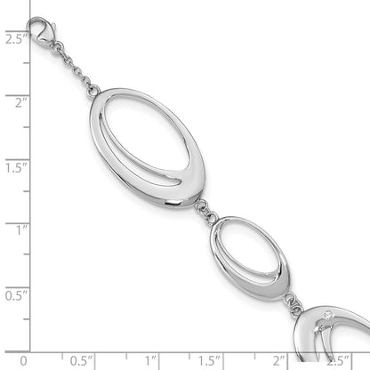 White Ice Sterling Silver Rhodium-plated Diamond 7 Inch Fancy Ovals Bracelet