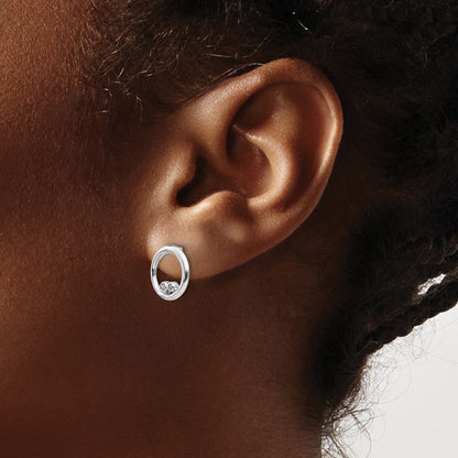 White Ice Sterling Silver Rhodium-plated Diamond Open Circle Post Earrings