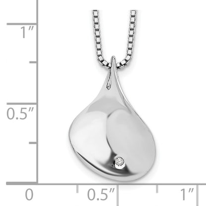 White Ice Sterling Silver Rhodium-plated 18 Inch Diamond Teardrop Necklace with 2 Inch Extender