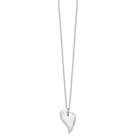 White Ice Sterling Silver Rhodium-plated 18 Inch Diamond Heart Necklace with 2 Inch Extender