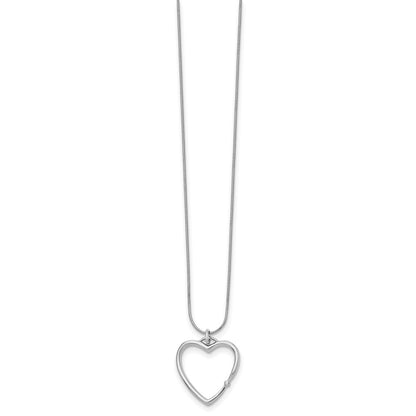 White Ice Sterling Silver Rhodium-plated 18 Inch Diamond Open Heart Necklace with 2 Inch Extender