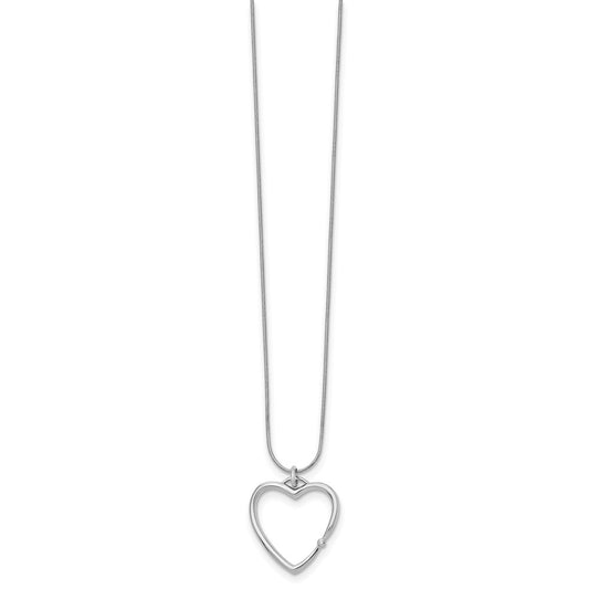 White Ice Sterling Silver Rhodium-plated 18 Inch Diamond Open Heart Necklace with 2 Inch Extender