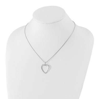 White Ice Sterling Silver Rhodium-plated 18 Inch Diamond Open Heart Necklace with 2 Inch Extender