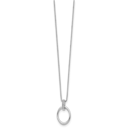 White Ice Sterling Silver Rhodium-plated 18 Inch Diamond Open Oval Necklace with 2 Inch Extender