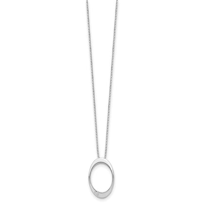 White Ice Sterling Silver Rhodium-plated 18 Inch Diamond Open Oval Necklace with 2 Inch Extender