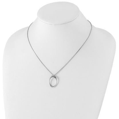 White Ice Sterling Silver Rhodium-plated 18 Inch Diamond Open Oval Necklace with 2 Inch Extender