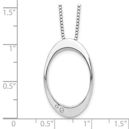 White Ice Sterling Silver Rhodium-plated 18 Inch Diamond Open Oval Necklace with 2 Inch Extender