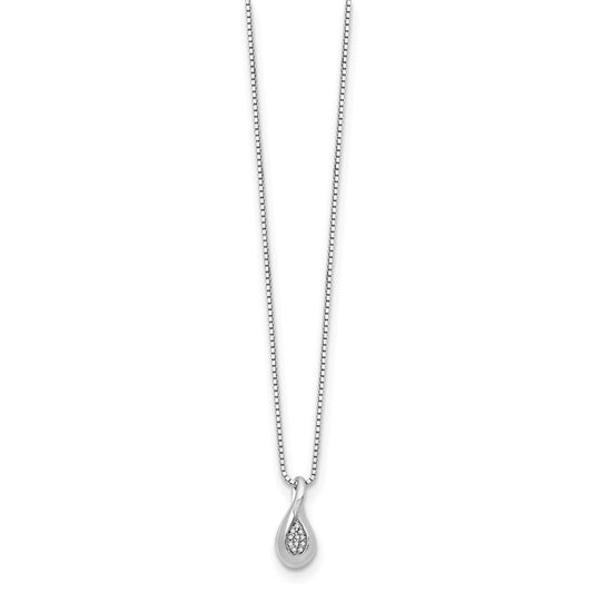 White Ice Sterling Silver Rhodium-plated 18 Inch Diamond Teardrop Necklace with 2 Inch Extender