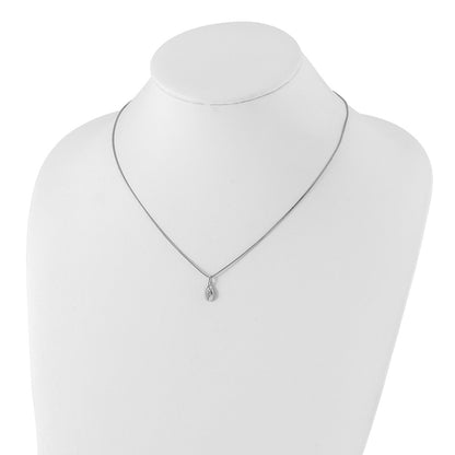 White Ice Sterling Silver Rhodium-plated 18 Inch Diamond Teardrop Necklace with 2 Inch Extender