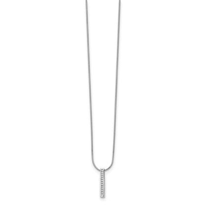 14k White Gold 1/8 carat Lab Grown Diamond VS/SI+ G+ Complete 18 inch Vertical Bar Pendant Necklace