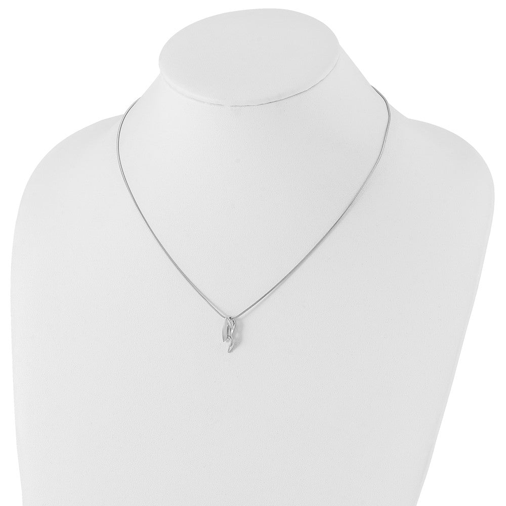 White Ice Sterling Silver Rhodium-plated Satin and Polished 18 Inch Diamond Necklace with 2 Inch Extender