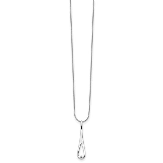 White Ice Sterling Silver Rhodium-plated 18 Inch Diamond Open Teardrop Necklace with 2 Inch Extender