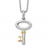 White Ice Sterling Silver Rhodium-plated Gold-tone 18 Inch Diamond Key Necklace with 2 Inch Extender