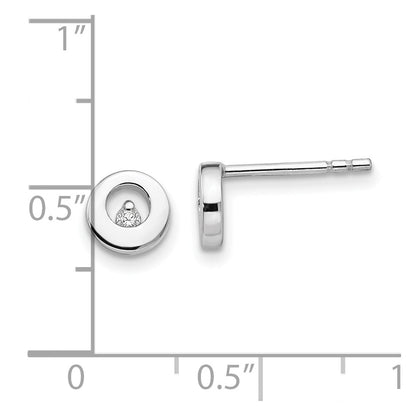 White Ice Sterling Silver Rhodium-plated Diamond Open Circle  Stud Post Earrings