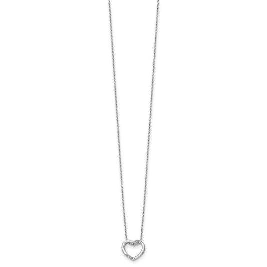 White Ice Sterling Silver Rhodium-plated 18 Inch Diamond Open Heart Necklace with 2 Inch Extender