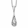 White Ice Sterling Silver Rhodium-plated 18 Inch Diamond Filigree Teardrop Necklace with 2 Inch Extender
