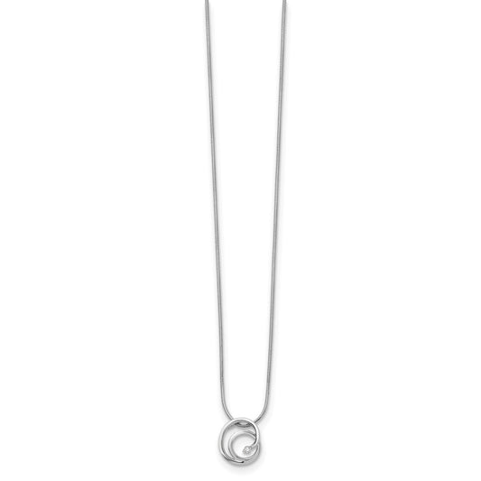 White Ice Sterling Silver Rhodium-plated 18 Inch Diamond Swirl Necklace with 2 Inch Extender