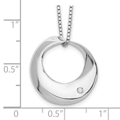 White Ice Sterling Silver Rhodium-plated 18 Inch Diamond Open Circle Necklace with 2 Inch Extender