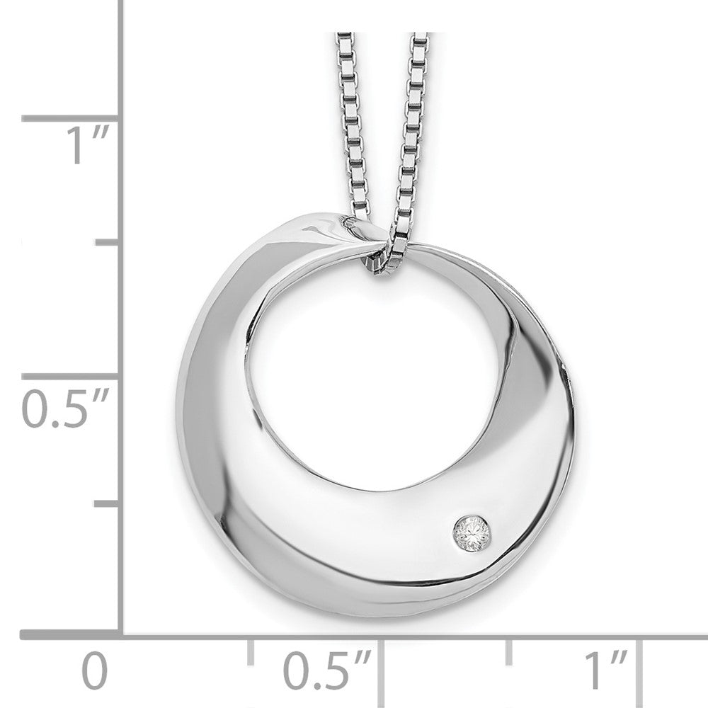 White Ice Sterling Silver Rhodium-plated 18 Inch Diamond Open Circle Necklace with 2 Inch Extender
