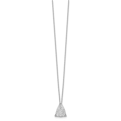 White Ice Sterling Silver Rhodium-plated 18 Inch Textured Polished and Satin Triangle Diamond Necklace with 2 Inch Extender