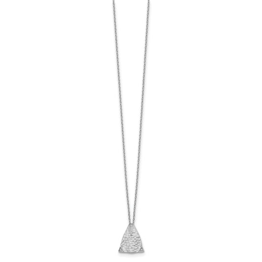 White Ice Sterling Silver Rhodium-plated 18 Inch Textured Polished and Satin Triangle Diamond Necklace with 2 Inch Extender