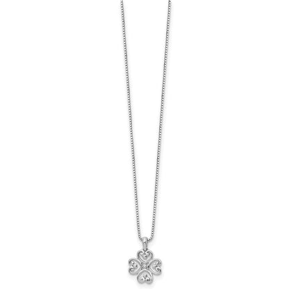 White Ice Sterling Silver Rhodium-plated 18 Inch Diamond 4 Heart Necklace with 2 Inch Extender
