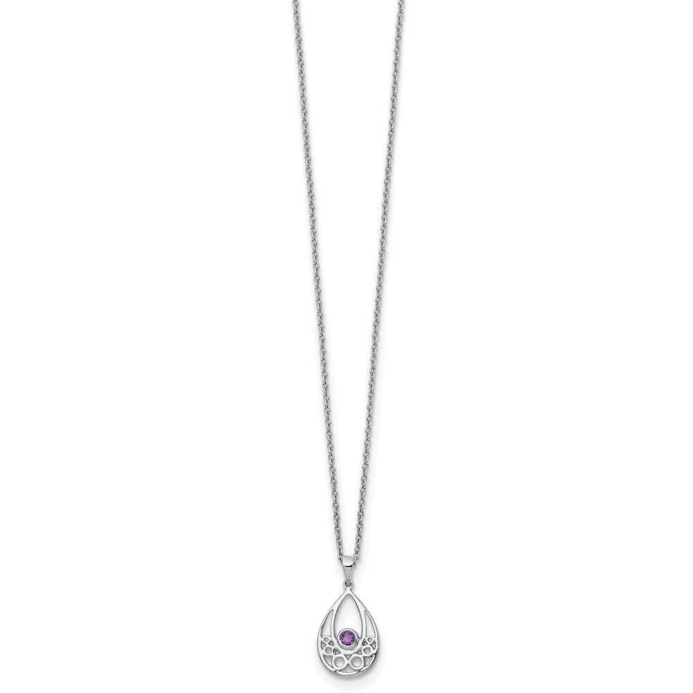 White Ice Sterling Silver Rhodium-plated 18 inch Amethyst Necklace with 2 inch Extender