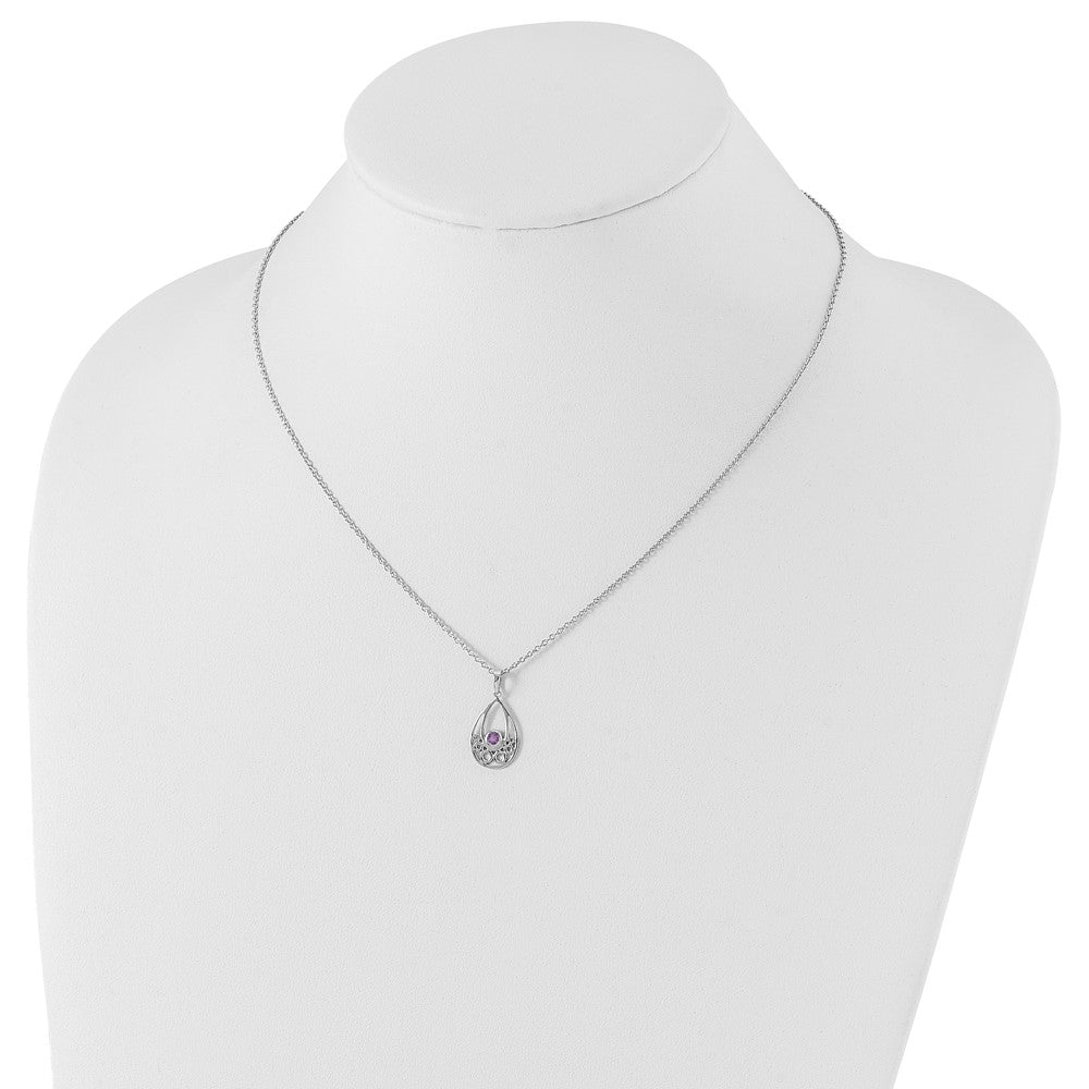 White Ice Sterling Silver Rhodium-plated 18 inch Amethyst Necklace with 2 inch Extender