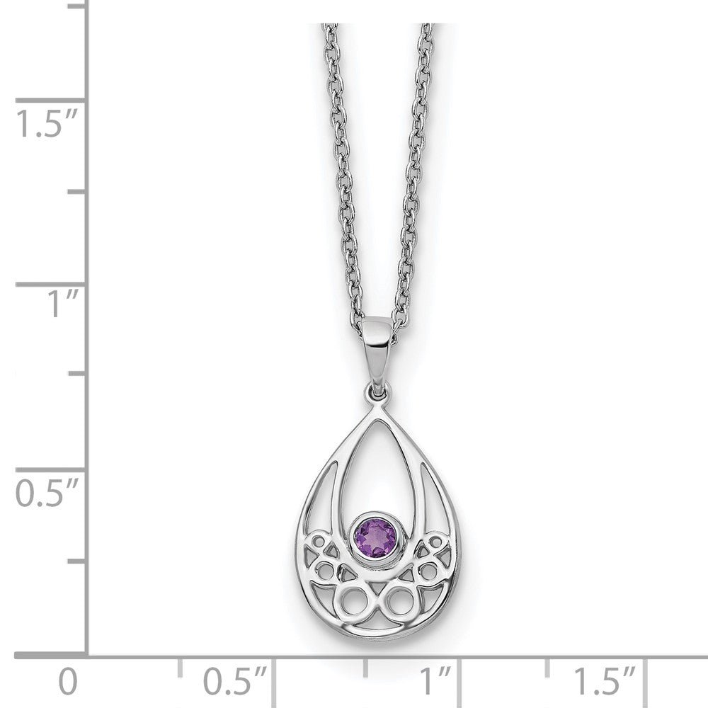 White Ice Sterling Silver Rhodium-plated 18 inch Amethyst Necklace with 2 inch Extender