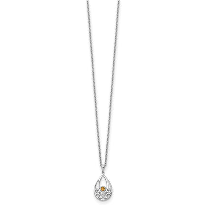 White Ice Sterling Silver Rhodium-plated 18 inch Citrine Necklace with 2 inch Extender