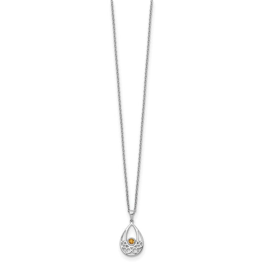 White Ice Sterling Silver Rhodium-plated 18 inch Citrine Necklace with 2 inch Extender