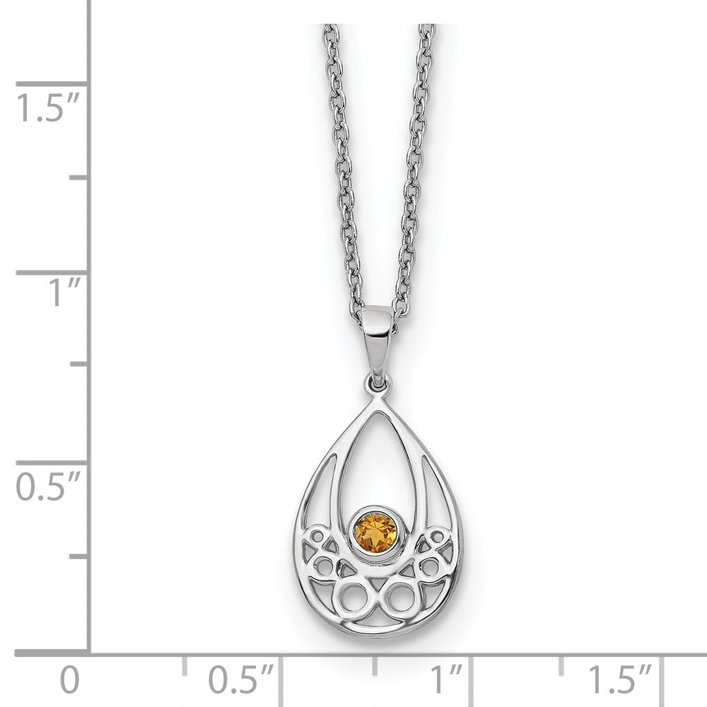 White Ice Sterling Silver Rhodium-plated 18 inch Citrine Necklace with 2 inch Extender