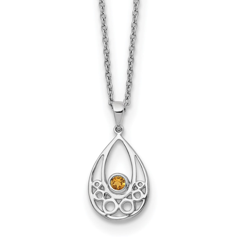 White Ice Sterling Silver Rhodium-plated 18 inch Citrine Necklace with 2 inch Extender