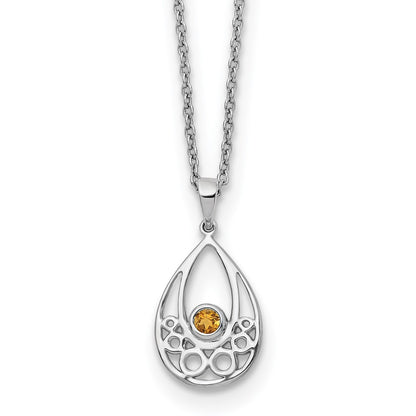 White Ice Sterling Silver Rhodium-plated 18 inch Citrine Necklace with 2 inch Extender