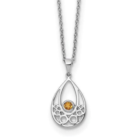White Ice Sterling Silver Rhodium-plated 18 inch Citrine Necklace with 2 inch Extender