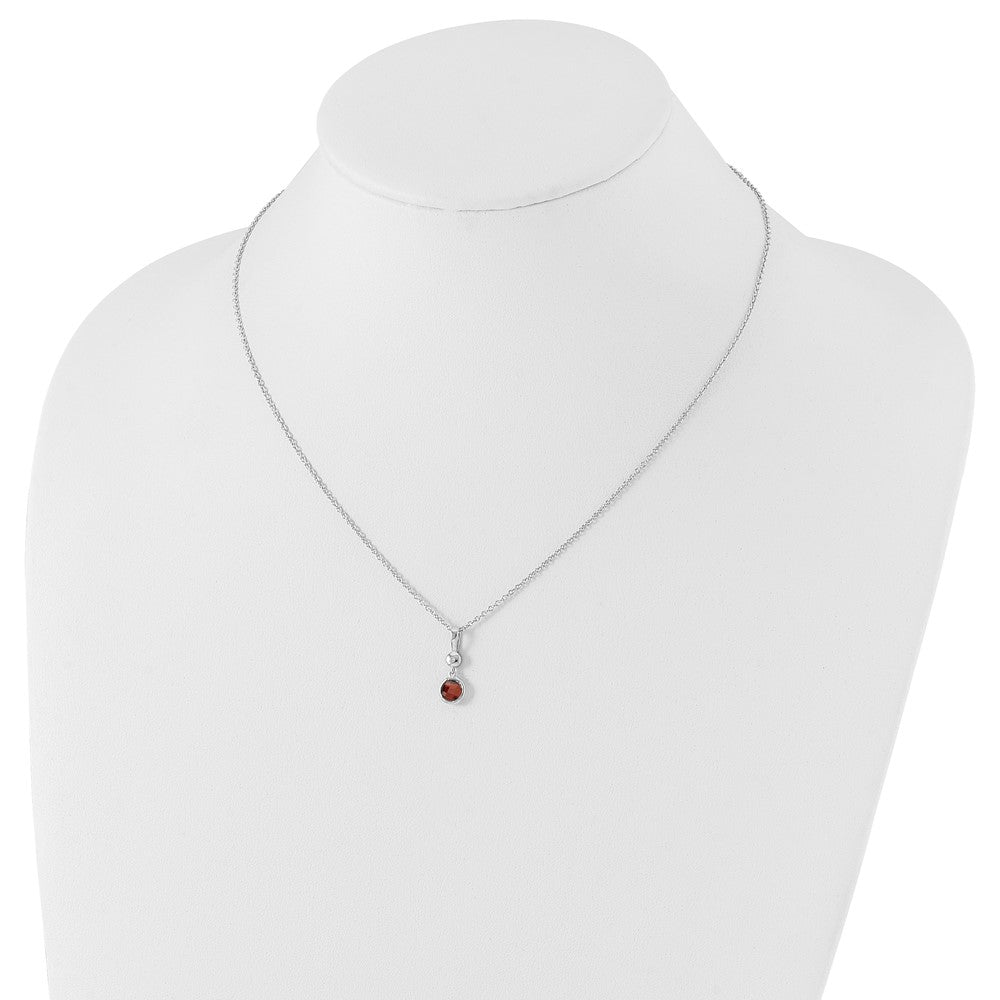 White Ice Sterling Silver Rhodium-plated 18 inch Diamond and Garnet Necklace with 2 inch Extender