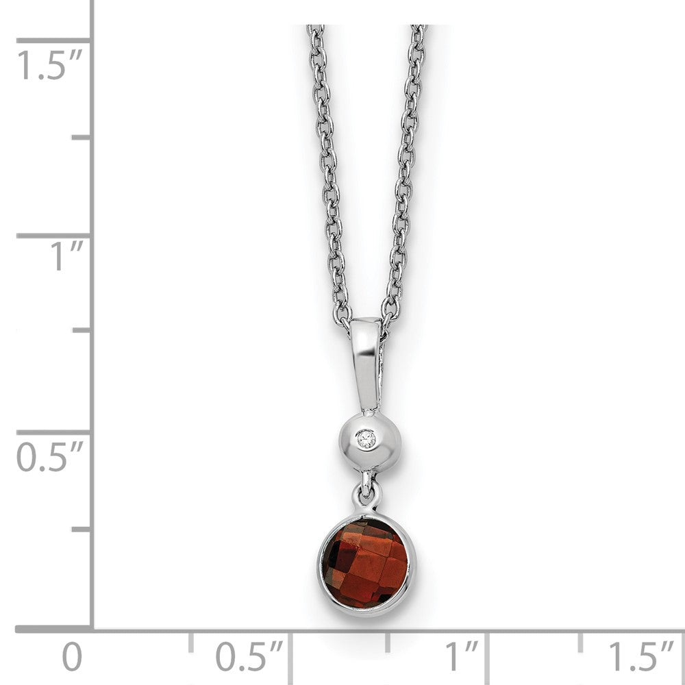 White Ice Sterling Silver Rhodium-plated 18 inch Diamond and Garnet Necklace with 2 inch Extender