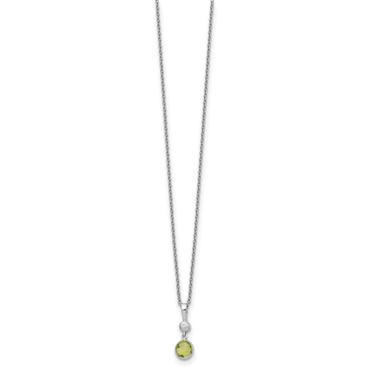 White Ice Sterling Silver Rhodium-plated 18 inch Diamond and Peridot Necklace with 2 inch Extender