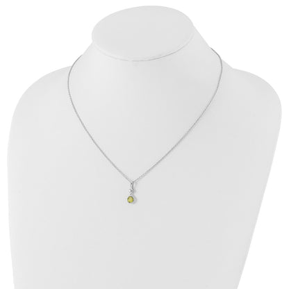 White Ice Sterling Silver Rhodium-plated 18 inch Diamond and Peridot Necklace with 2 inch Extender